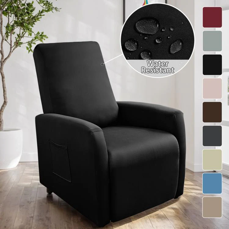 Stretch Recliner Chair Cover Water Resistant Small Reclining Sofa Slipcover(Light Gray) - Image 2