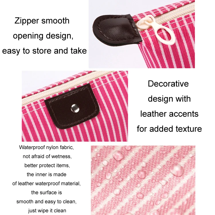 Striped Dumpling Cosmetic Bag Travel Folding Toiletry Bag(Blue) - Image 5