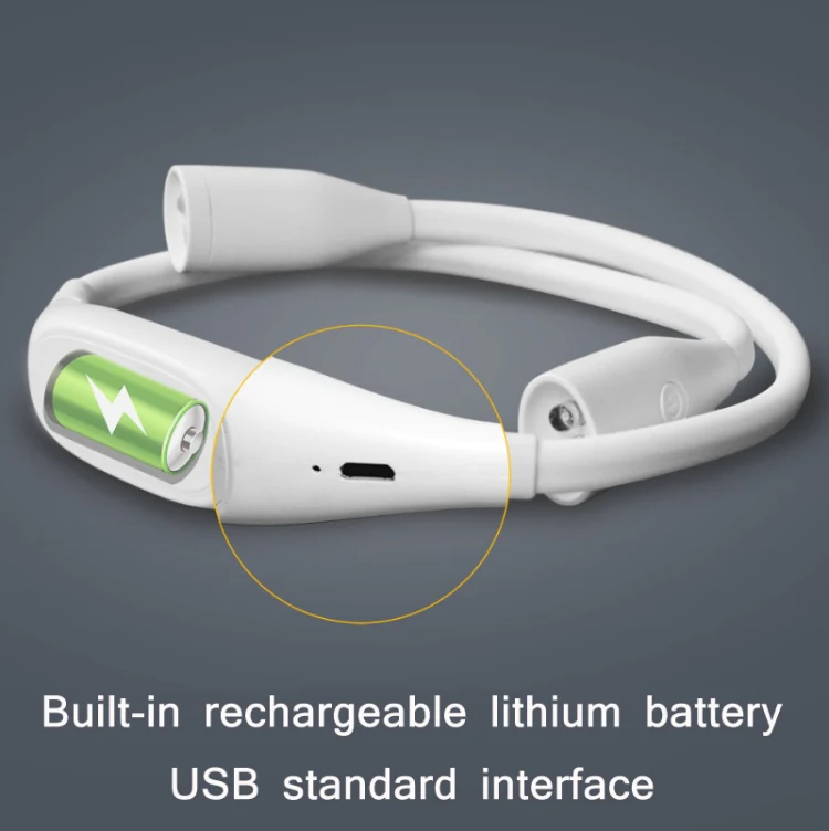 Student Eye Protection Reading LED Neck Hanging Light USB Rechargeable Outdoor Night Running Portable Light,Specification: Stepless Dimming Three-color Temperature(White) - Image 3