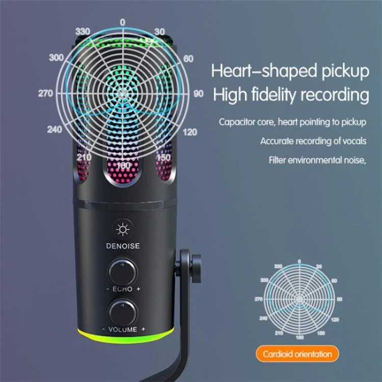 SU8 RGB Light Noise Reduction Desktop Microphone for Live Streaming / Recording / Gaming - Image 5