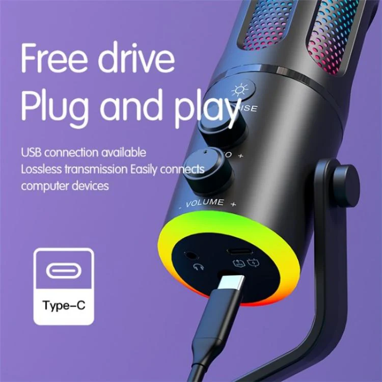 SU8 RGB Light Noise Reduction Desktop Microphone for Live Streaming / Recording / Gaming - Image 6