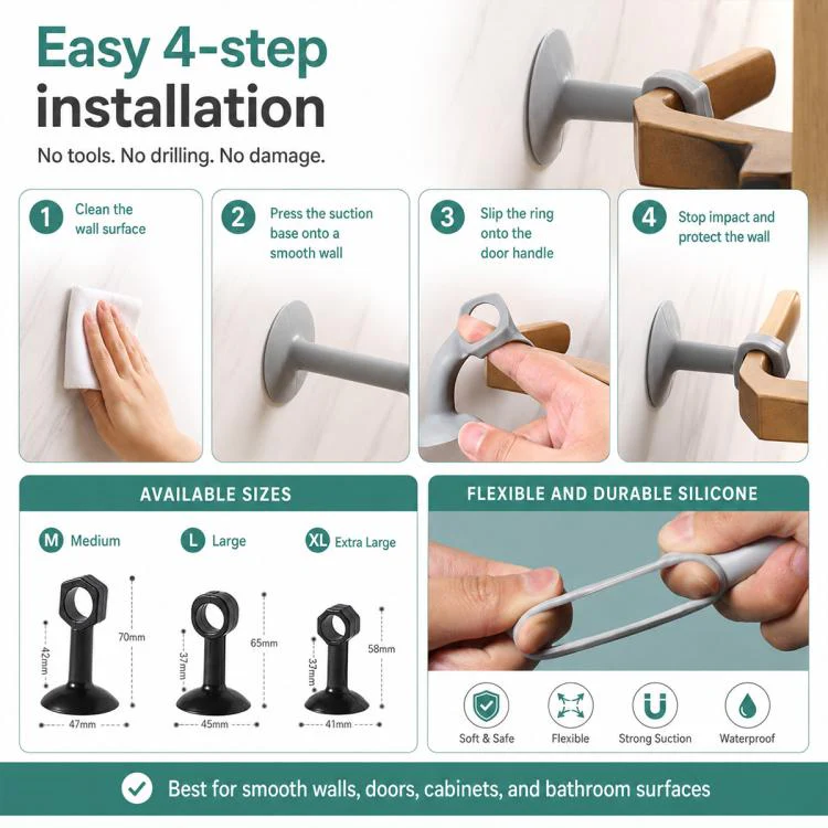 Suction Cup Door Handle Anti-collision Protective Pad, Size:70x47x21mm(White) - Image 10