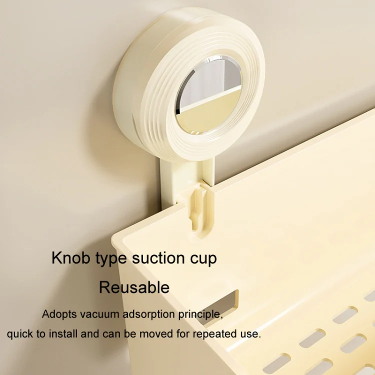 Suction Cup Wall Mounted Bathroom Shelf Drainage Detachable Storage Rack Hanging Basket, Style: 2 Layers Large White - Image 11