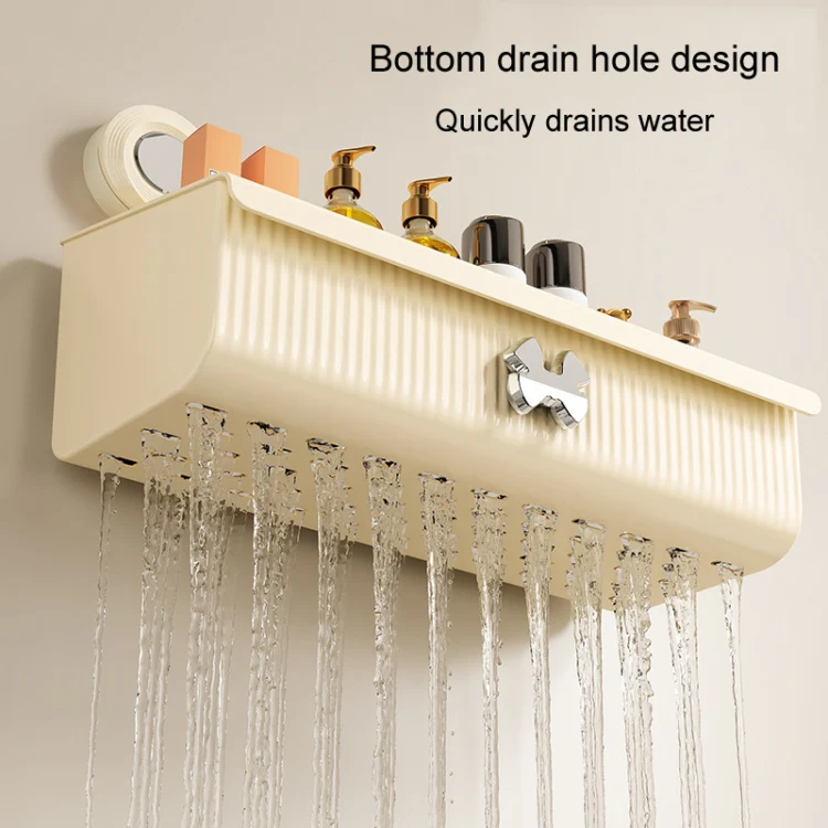 Suction Cup Wall Mounted Bathroom Shelf Drainage Detachable Storage Rack Hanging Basket, Style: 2 Layers Small White - Image 7