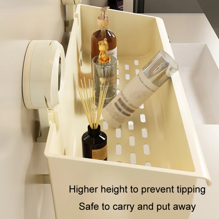 Suction Cup Wall Mounted Bathroom Shelf Drainage Detachable Storage Rack Hanging Basket, Style: 2 Layers Small White - Image 9