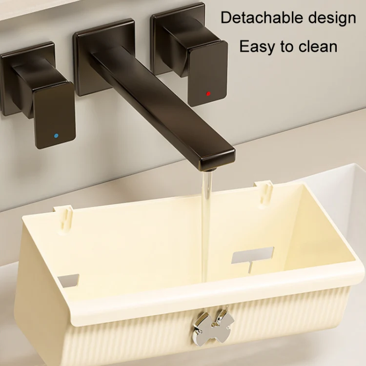 Suction Cup Wall Mounted Bathroom Shelf Drainage Detachable Storage Rack Hanging Basket, Style: Large White - Image 6