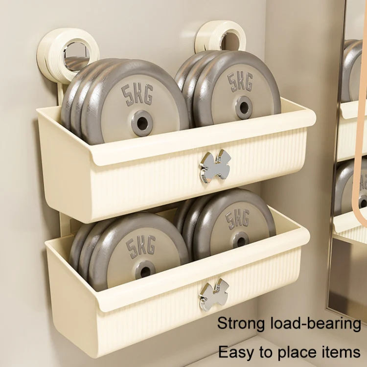 Suction Cup Wall Mounted Bathroom Shelf Drainage Detachable Storage Rack Hanging Basket, Style: Small Brown - Image 10