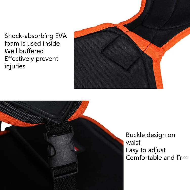 SULAITE Children Skating Back Protector Chest Protector Spine Protector Night Reflective Armor Child Riding Armor, Specification: M(Orange Black) - Image 8