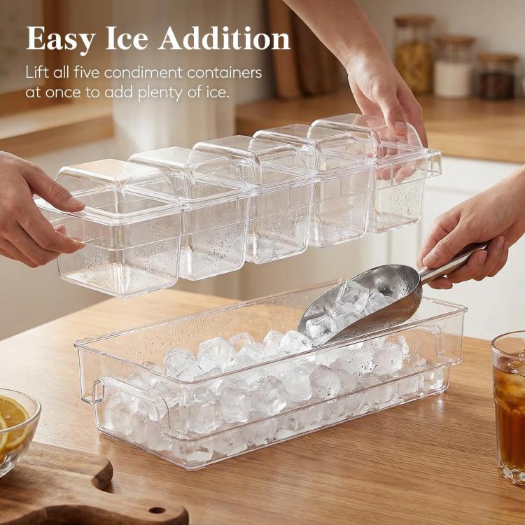 Summer 5-Compartment Fruit Freezer Tray Vegetable Snack Compartments Ice Cube Food Storage Container(Includes Outer Box+Forks) - Image 4