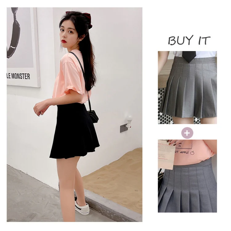 Summer High Waist Pleated Skirt Student A-Shaped Skirt, Size: L(White) - Image 6