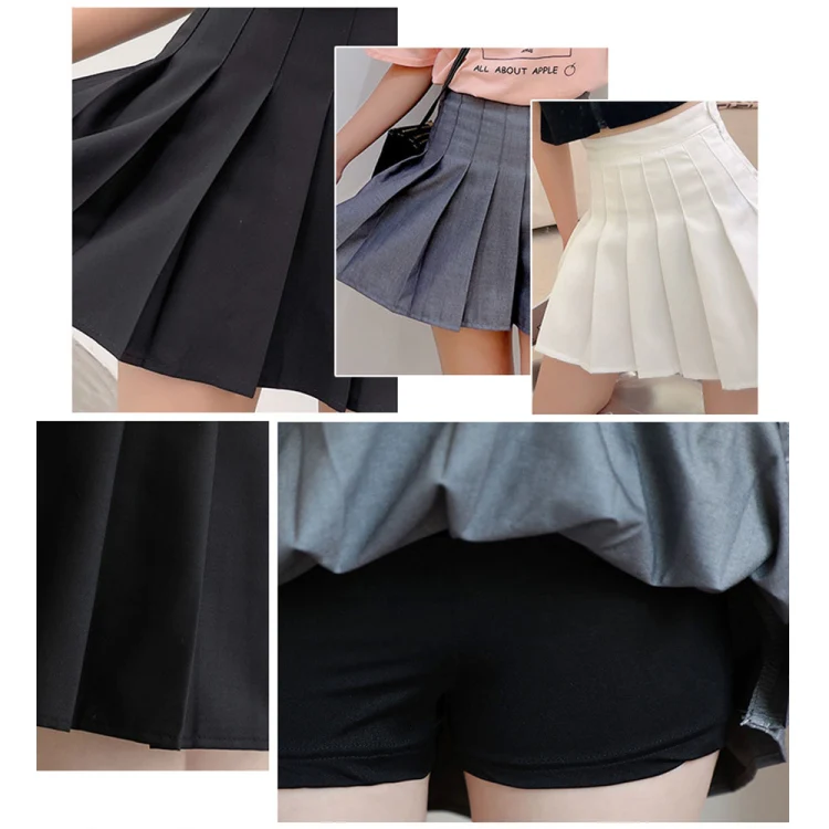 Summer High Waist Pleated Skirt Student A-Shaped Skirt, Size: S(White) - Image 4