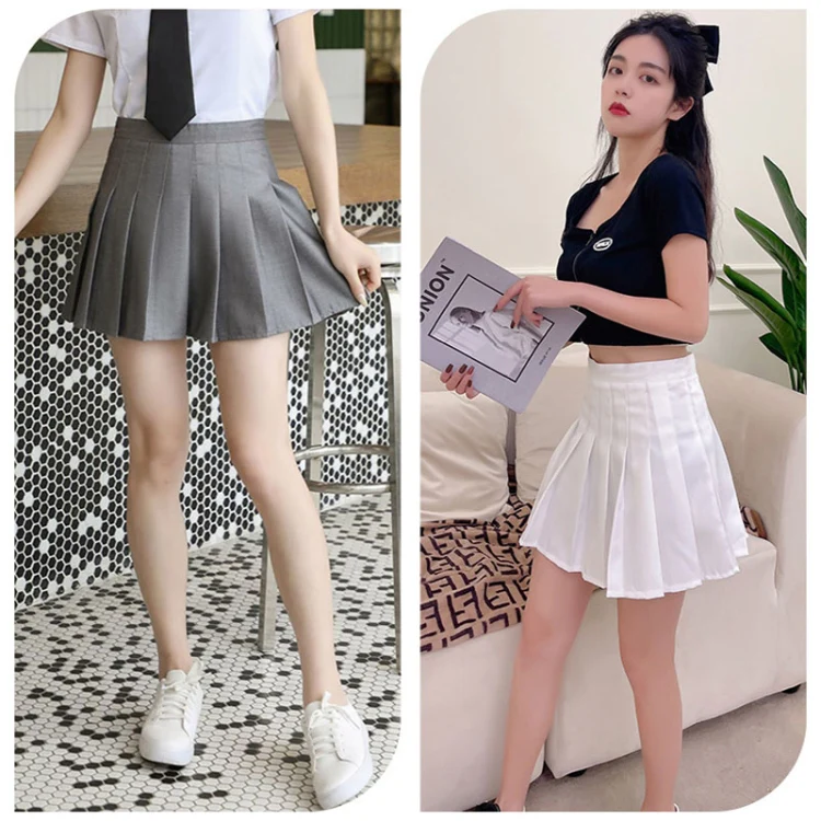 Summer High Waist Pleated Skirt Student A-Shaped Skirt, Size: XL(Black) - Image 7