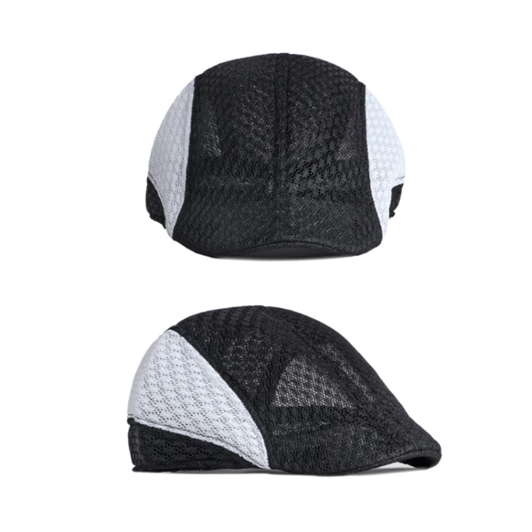 Summer Hollowed Out Mesh Duck Tongue Hat Vintage Beret(Black Gray) - Image 4