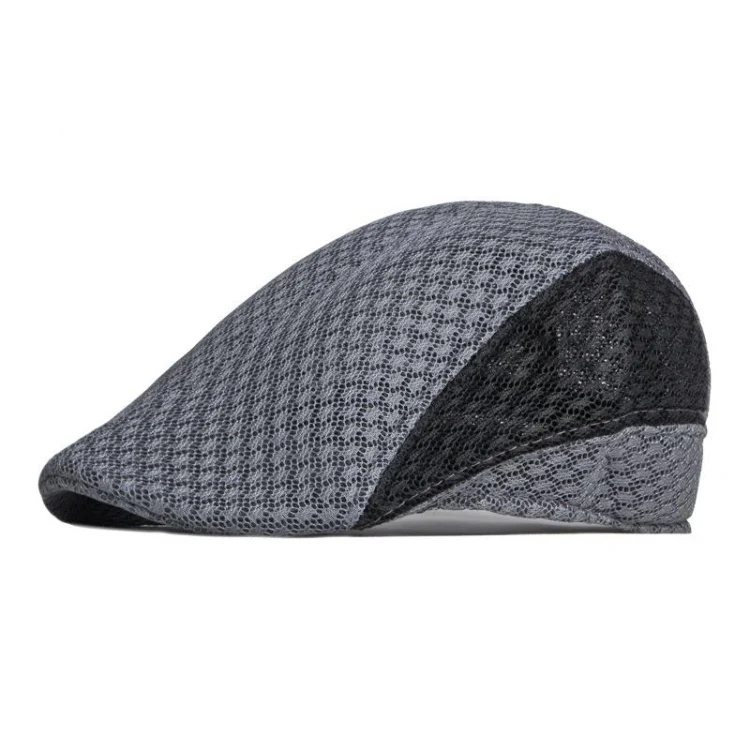Summer Hollowed Out Mesh Duck Tongue Hat Vintage Beret(Gray Black)