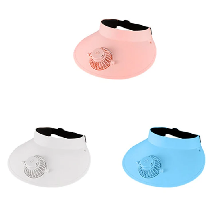 Summer Outdoor Sun Protection Adjustable Rotating Fan Sun Hat(Blue) - Image 2