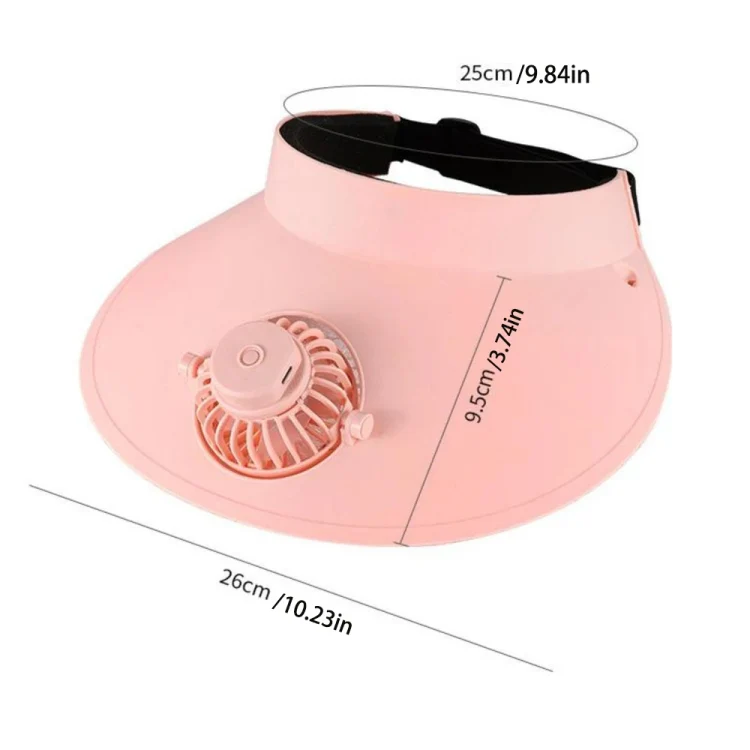 Summer Outdoor Sun Protection Adjustable Rotating Fan Sun Hat(Pink) - Image 3