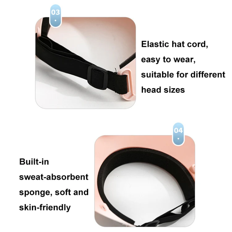 Summer Outdoor Sun Protection Adjustable Rotating Fan Sun Hat(Pink) - Image 5