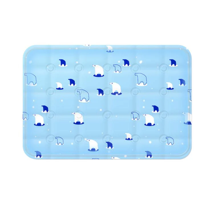 Summer Single Person Cooling Gel Seat Cushion Pressure Activated Cooling Mat, Size: 30x40cm(Sky Blue Ice Bear)