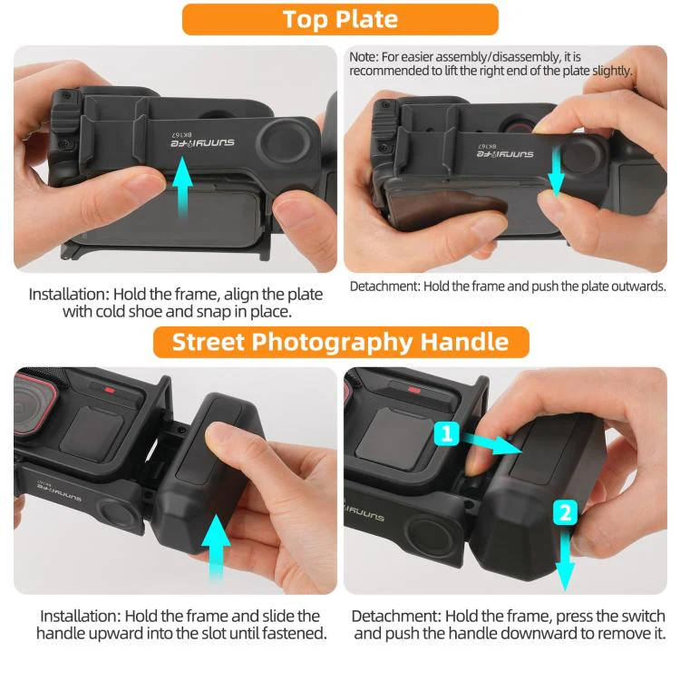 Sunnylife 2-in-1 Detachable Protective Frame & Street Photography Handle for Insta360 Ace Pro 2 / 1 (Black) - Image 18