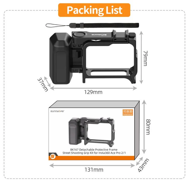Sunnylife 2-in-1 Detachable Protective Frame & Street Photography Handle for Insta360 Ace Pro 2 / 1 (Black) - Image 19