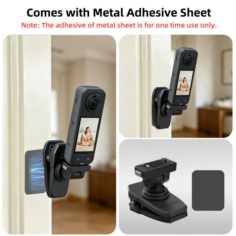 Sunnylife Magnetic Quick-Release Backpack Clip Action Camera Clamp Vertical-Horizontal Mount for Insta360 X4 Air / X5 / Ace / Ace Pro 2 / 1 (Black) - Image 13