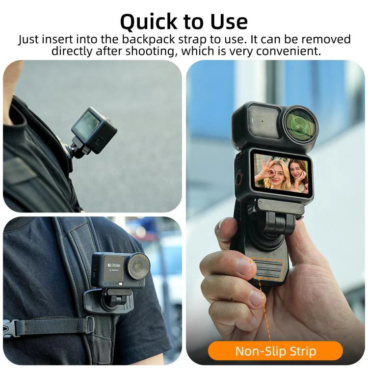 Sunnylife Magnetic Quick-Release Backpack Clip Adjustable Action Camera Clamp Vertical-Horizontal Mount for DJI Osmo Nano / Action 6 (Black) - Image 15