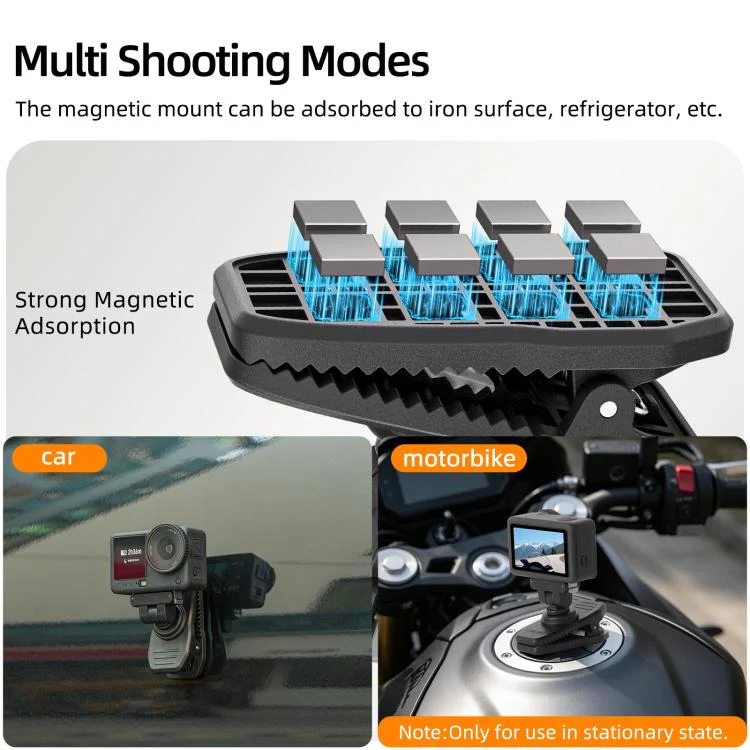 Sunnylife Magnetic Quick-Release Backpack Clip Adjustable Action Camera Clamp Vertical-Horizontal Mount for DJI Osmo Nano / Action 6 (Black) - Image 6