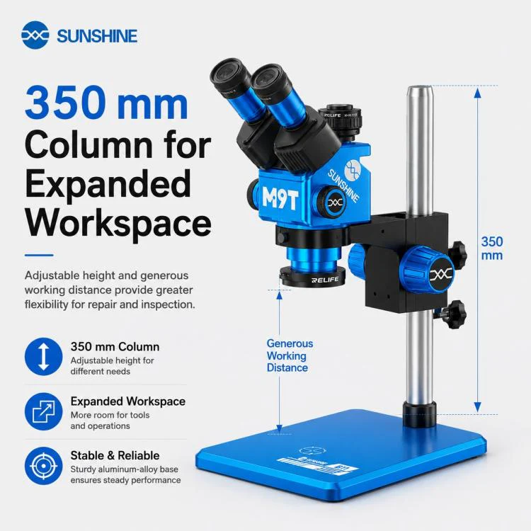 SUNSHINE M9T-B11 6X-45X Continuous Zoom Trinocular HD Stereo Microscope - Image 9