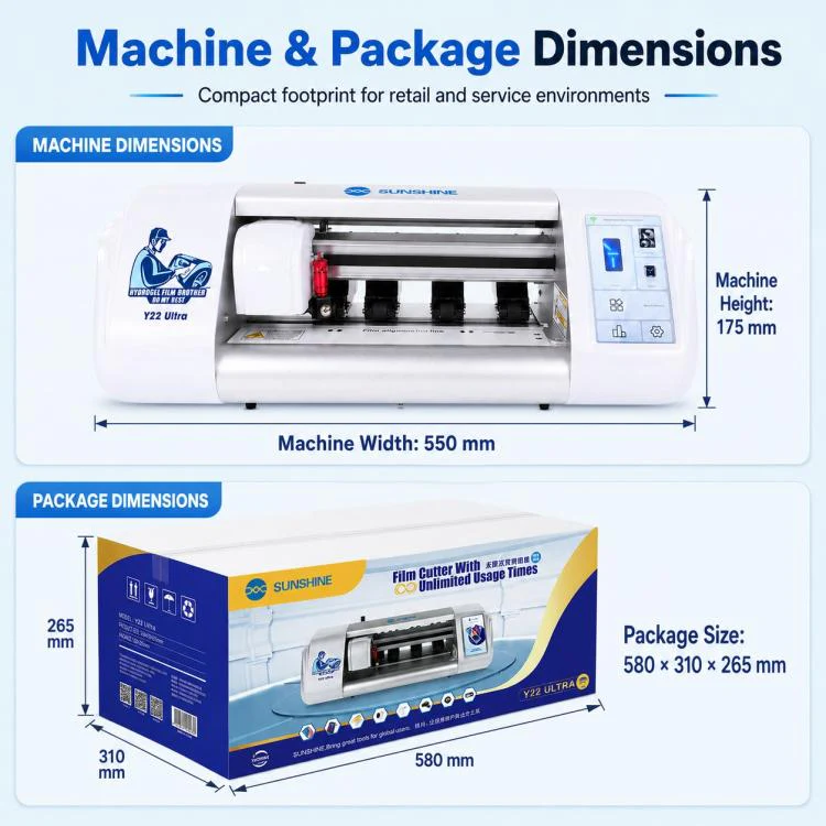 SUNSHINE Y22 Ultra Unlimited Hydrogel Phone Screen Protector Film Cutting Machine, Plug:EU Plug - Image 10