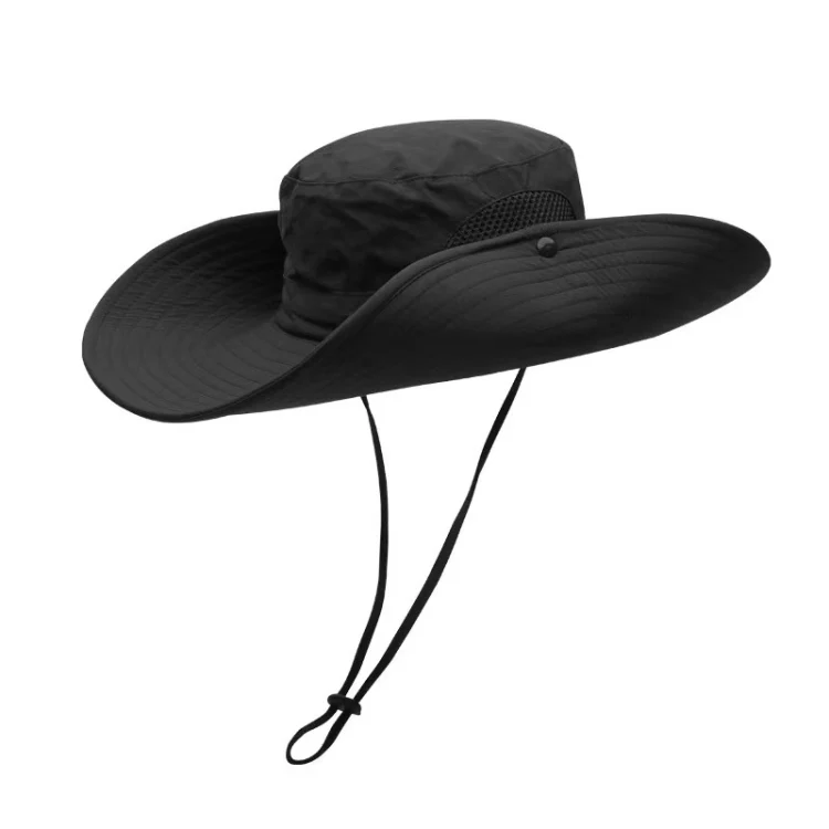 Super Wide Brim Bucket Hat Cowboy Cap Fishing Hat For Men & Women(Black)