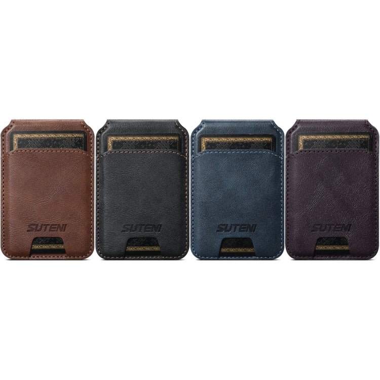 Suteni S2 Phone Magnetic Card Case Card Sleeve MagSafe Magnetic Coil PU Leather(Blue) - Image 4