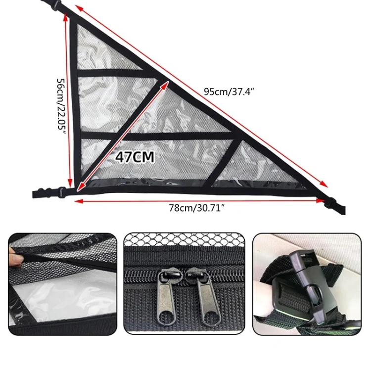 SUV Ceiling Storage Net Car Roof Mesh Storage Bag Suitable For 3-handle Models, Specification: Transparent PVC+Reinforcement Webbing - Image 2