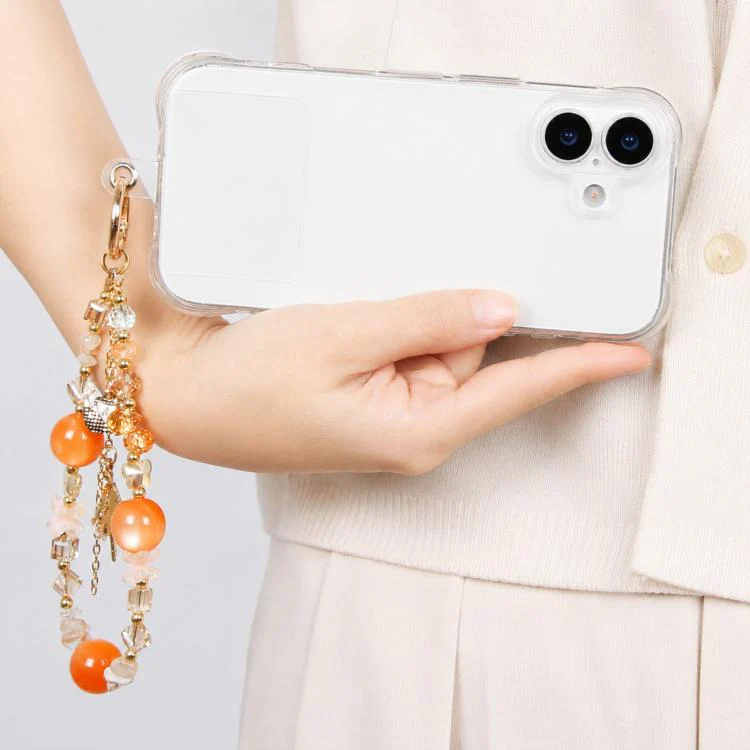 Swans Dancer Beaded Phone Charm Wrist Strap with Tether Pad for Women Girls(Orange) - Image 5