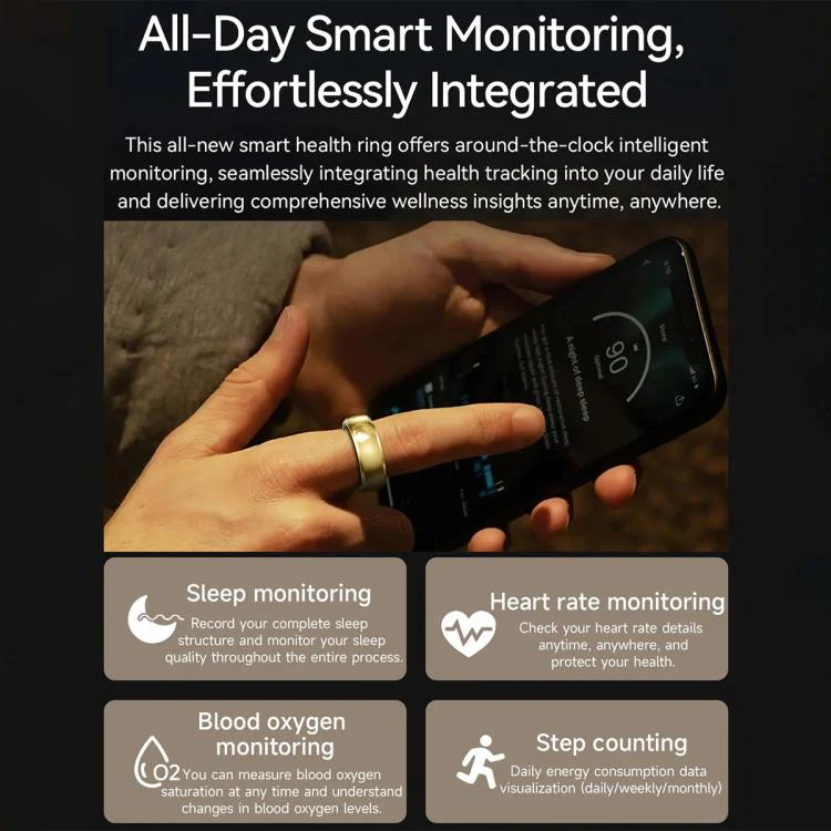 SY15 SIZE 9 Smart Ring, Supports Health Monitoring / Gesture Control(Black) - Image 9