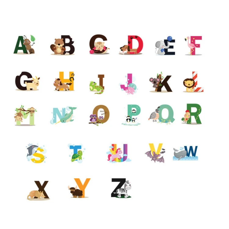 SY301 Cartoon Animal 26 English Letter Children Room Wall Stickers - Image 2