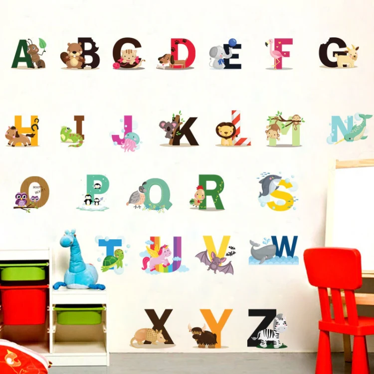 SY301 Cartoon Animal 26 English Letter Children Room Wall Stickers - Image 5