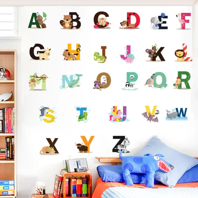 SY301 Cartoon Animal 26 English Letter Children Room Wall Stickers - Image 6