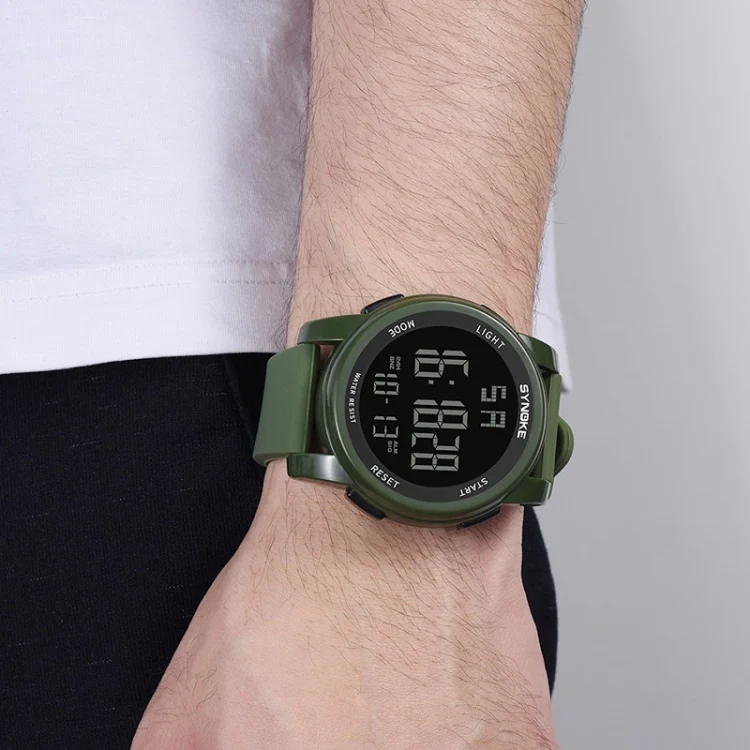 SYNOKE 9002 Men Outdoor Waterproof Sports Watch Multifunctional Luminous Digital Watch(Army Green) - Image 8