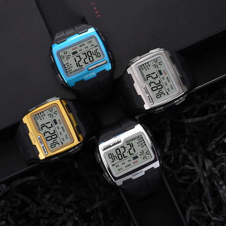 SYNOKE 9021 Square Sarge Screen Display Luminous Multifunctional Outdoor Men Sports Watch Digital Watch(Gold) - Image 2