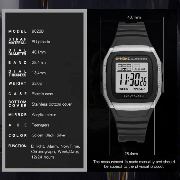 SYNOKE 9023B Multifunctional Sports Shockproof & Waterproof Electronic Watch(Black) - Image 6