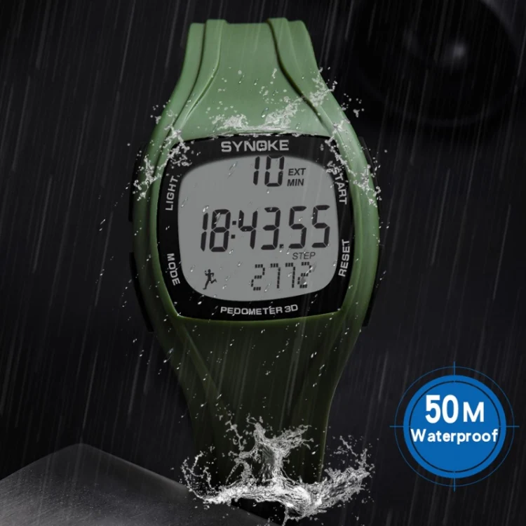 SYNOKE 9105 Multifunctional Sports Time Record Waterproof Pedometer Electronic Watch(Army Green) - Image 6