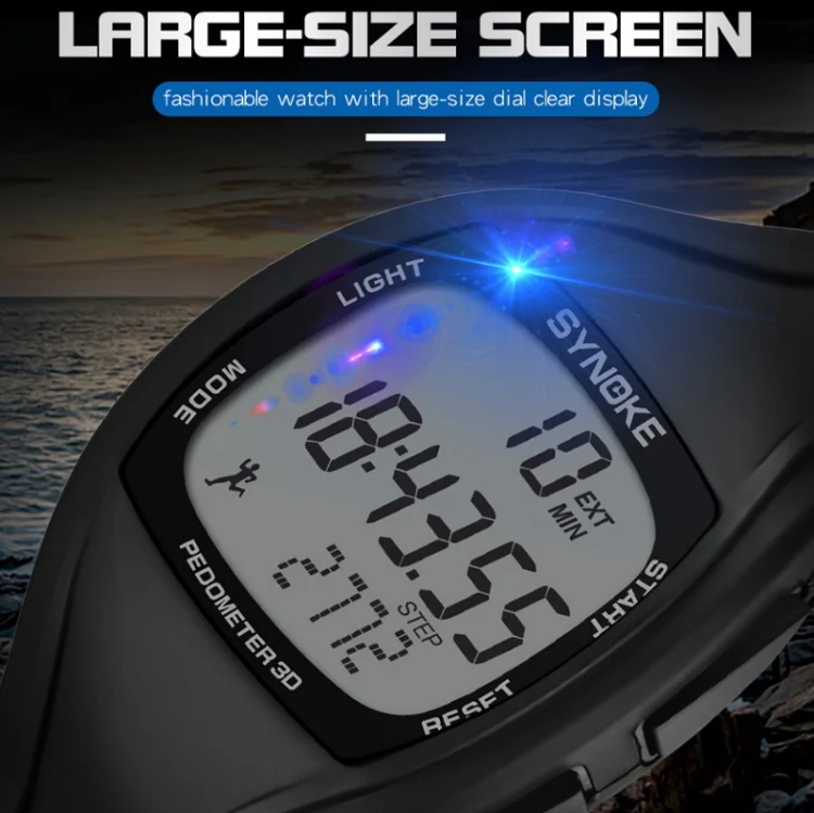 SYNOKE 9105 Multifunctional Sports Time Record Waterproof Pedometer Electronic Watch(Gray) - Image 5
