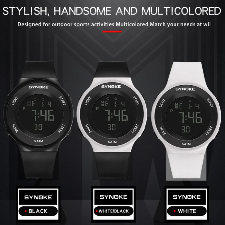 SYNOKE 9199 Student Waterproof Luminous LED Electronic Watch(Black) - Image 2