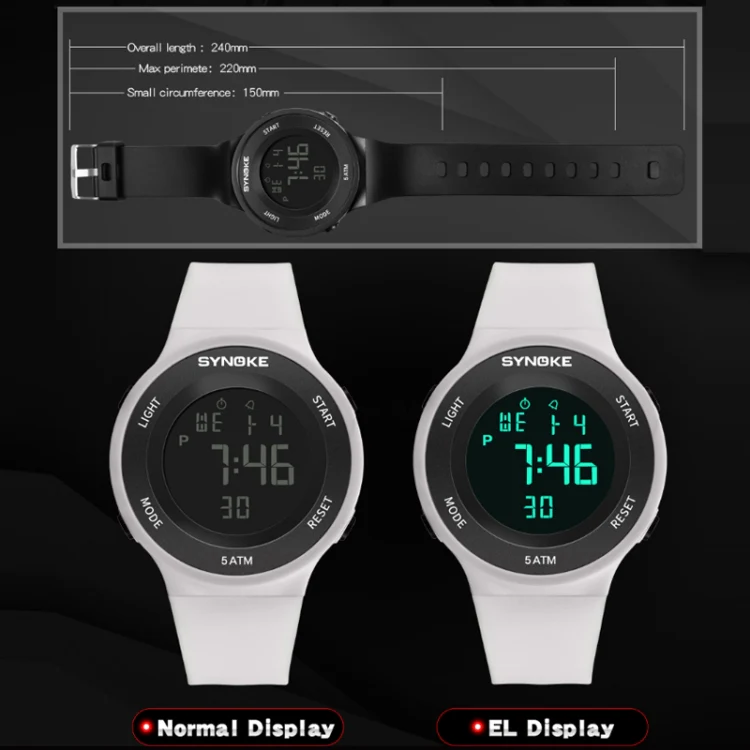 SYNOKE 9199 Student Waterproof Luminous LED Electronic Watch(White) - Image 3