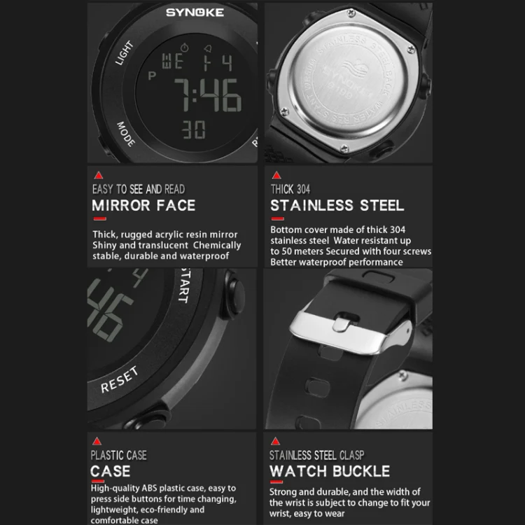 SYNOKE 9199 Student Waterproof Luminous LED Electronic Watch(White) - Image 6