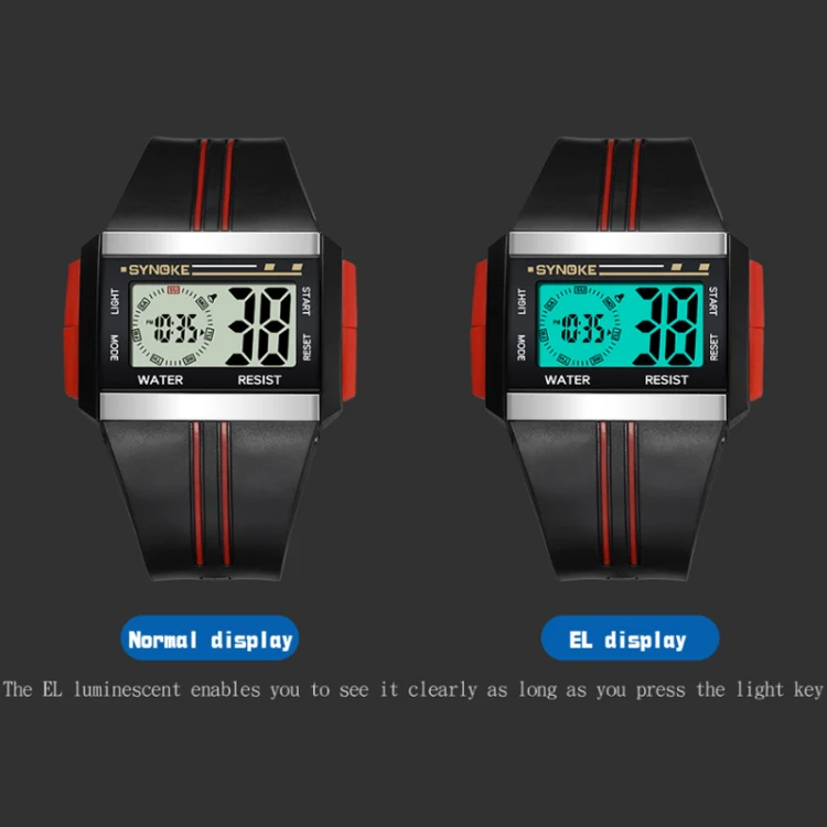 SYNOKE 9222 Men Large Screen Square Multi-Function Waterproof Luminous Electronic Watch(Black) - Image 5