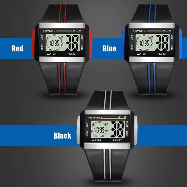 SYNOKE 9222 Men Large Screen Square Multi-Function Waterproof Luminous Electronic Watch(Blue) - Image 2