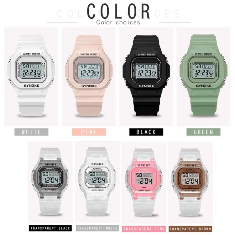 SYNOKE 9620 Couple Sports Plastic Strap Electronic Watch(Teenage Pink) - Image 2