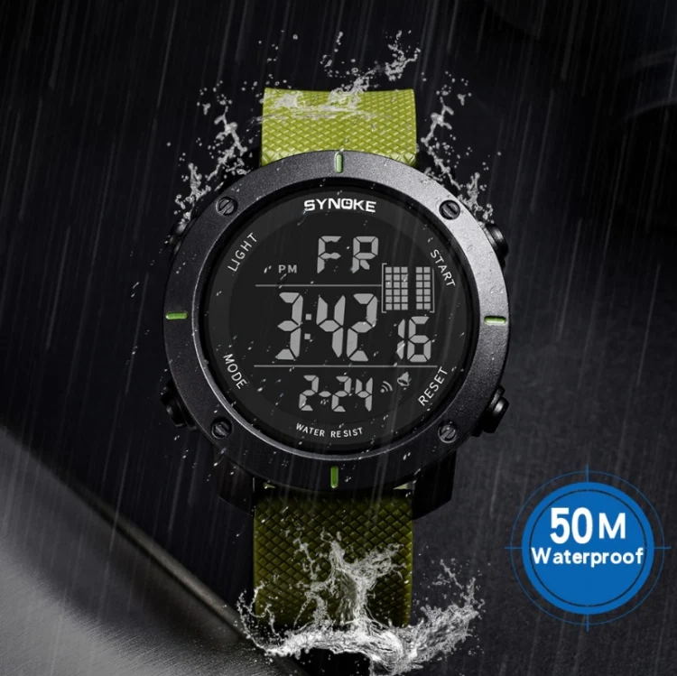 SYNOKE 9658 Student Outdoor Multi-Function Waterproof Large Dial Sports Electronic Watch(Black Silver) - Image 5