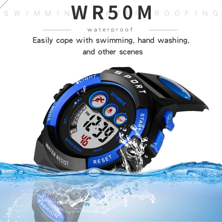 SYNOKE 9802 Children Sports Waterproof Digital Watch(Black Blue) - Image 4
